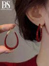 Red Drip Glaze Teardrop Hoop Earrings