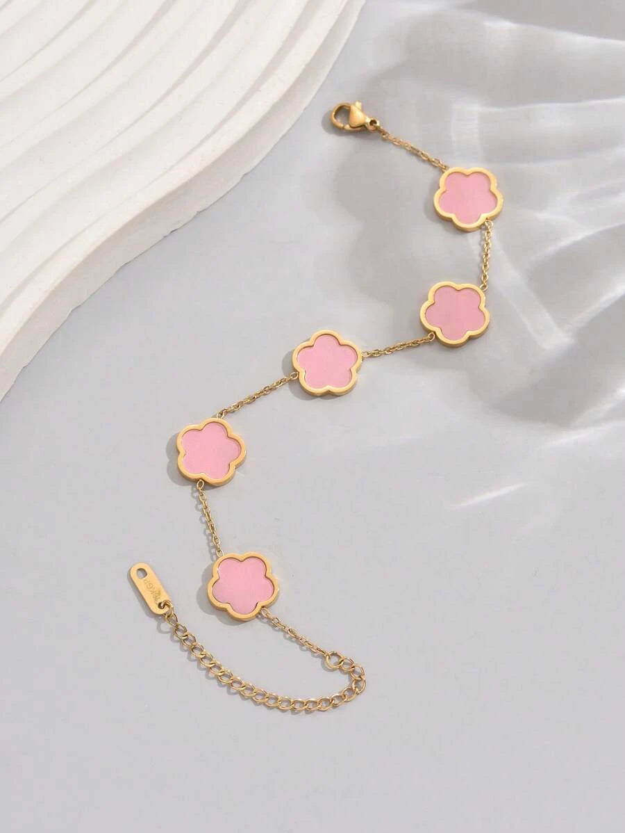 Gold Plated Stainless Steel Flower Bracelet