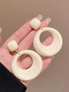 French Retro Cream Circle Earrings