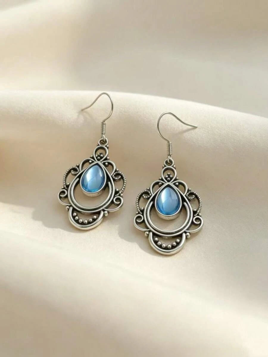 Vintage Bohemian Green Teardrop Earrings