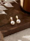 Gold Plated Pearl Bridal Earrings
