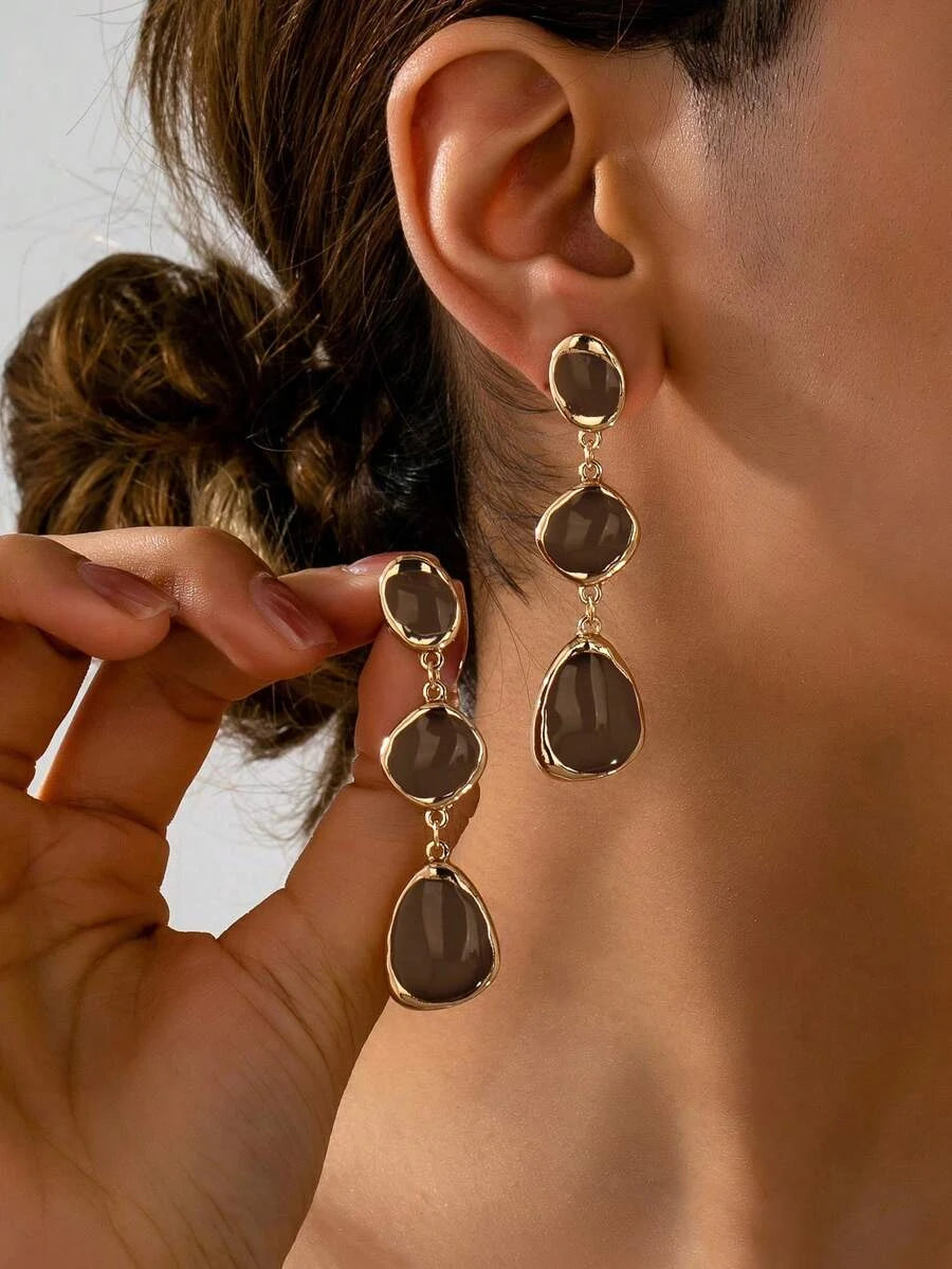 French Vintage Glazed Asymmetrical Geometric Earrings