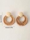 Handmade Woven Rattan Circle Earrings
