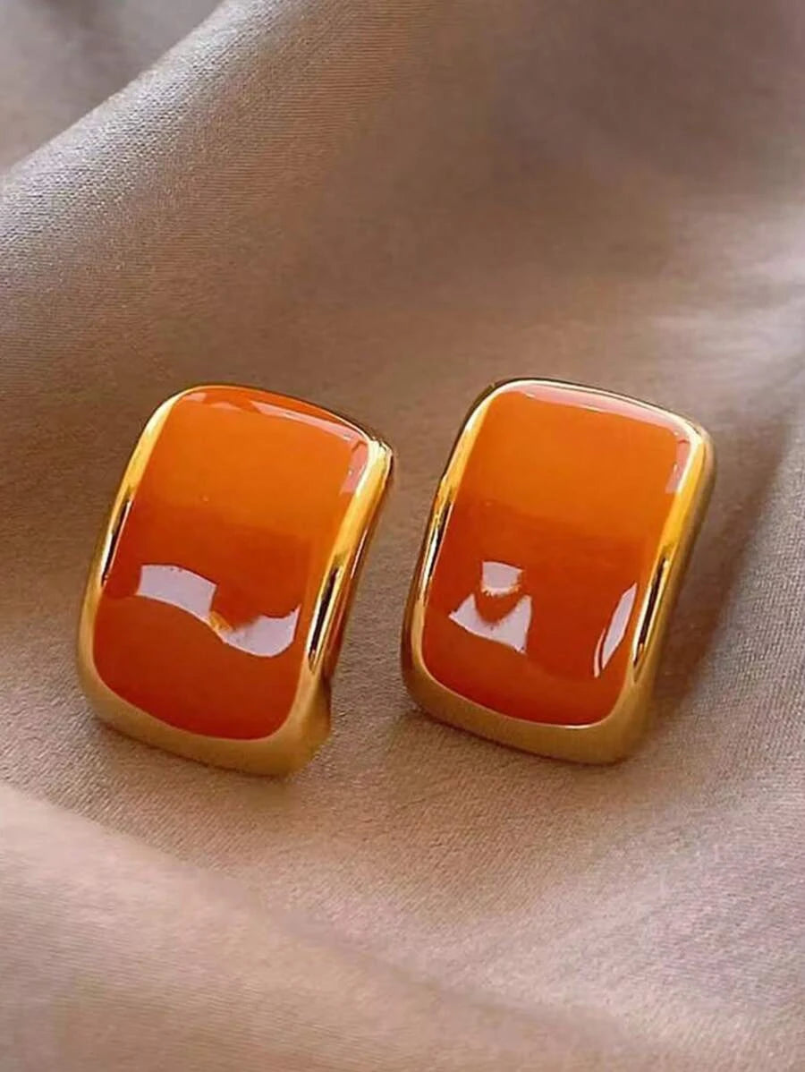 Geometric Oil Drip Square Earrings