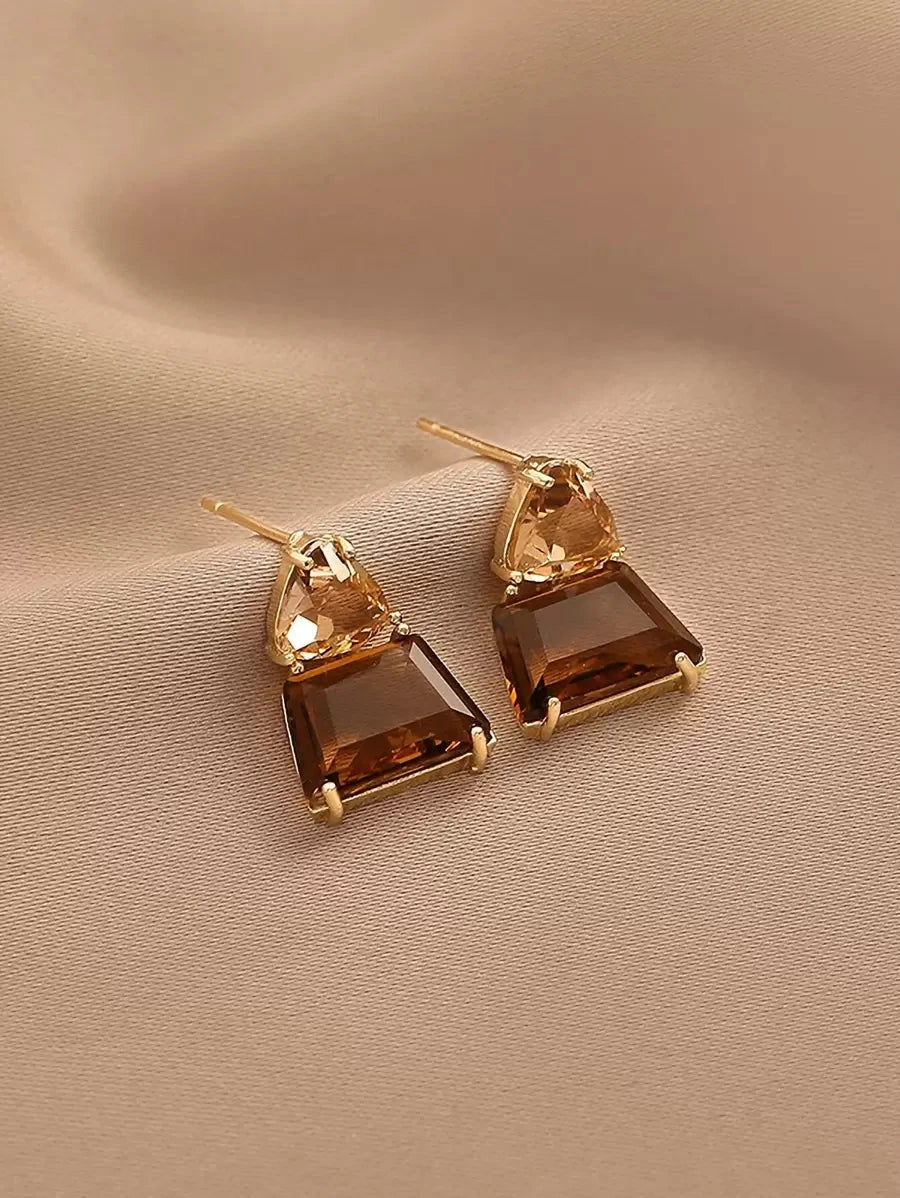 Andkiss Geometric Crystal Drop Earrings