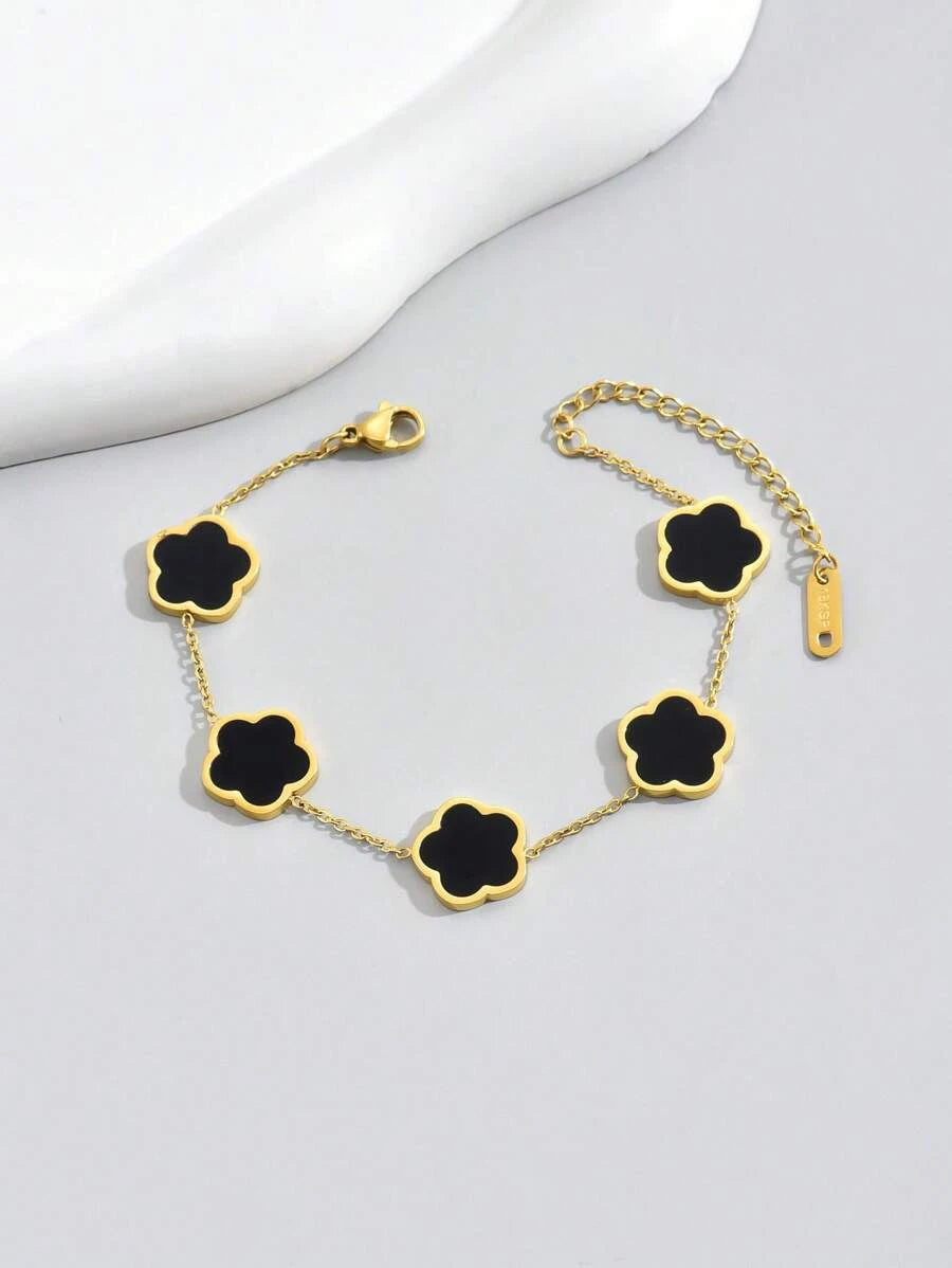 Gold Plated Stainless Steel Flower Bracelet