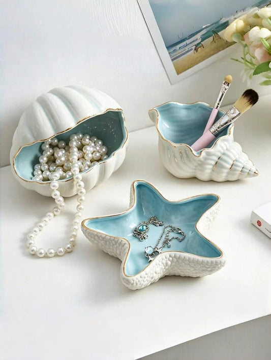 Vintage Blue Starfish Jewelry Tray