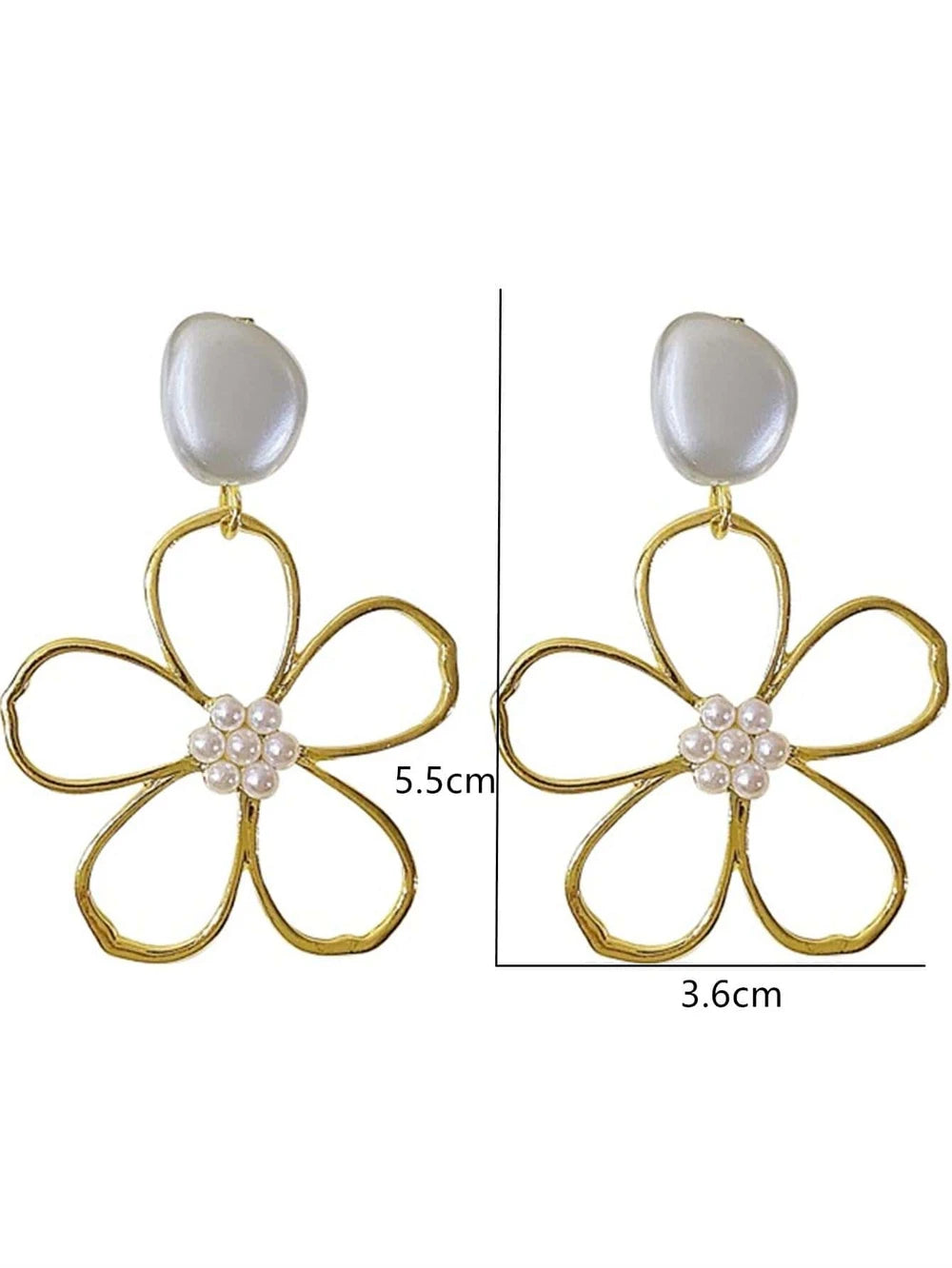 Geometric Faux Pearl Petal Earrings