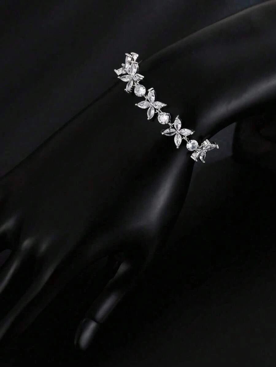 Gold Cubic Zirconia Chain Bracelet