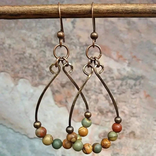 Vintage Geometric Natural Stone Earrings