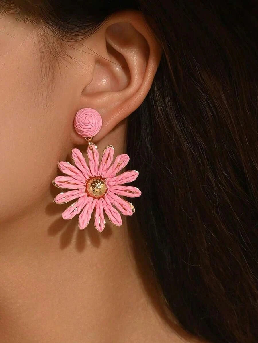 Handmade Raffia Sunflower Earrings