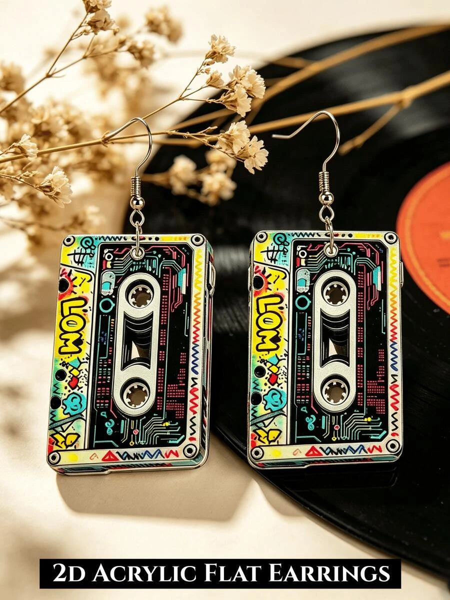 Retro Vinyl Record Drop Earrings