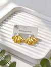 Gold Stainless Steel Vintage Textured Stud Earrings