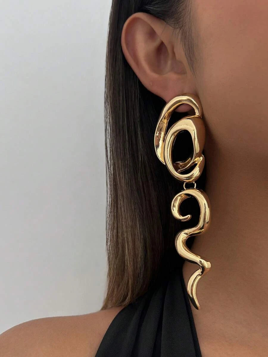 Retro Gold Abstract Spiral Earrings