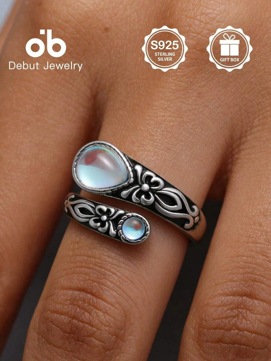 Sterling Silver Moonstone Spoon Ring
