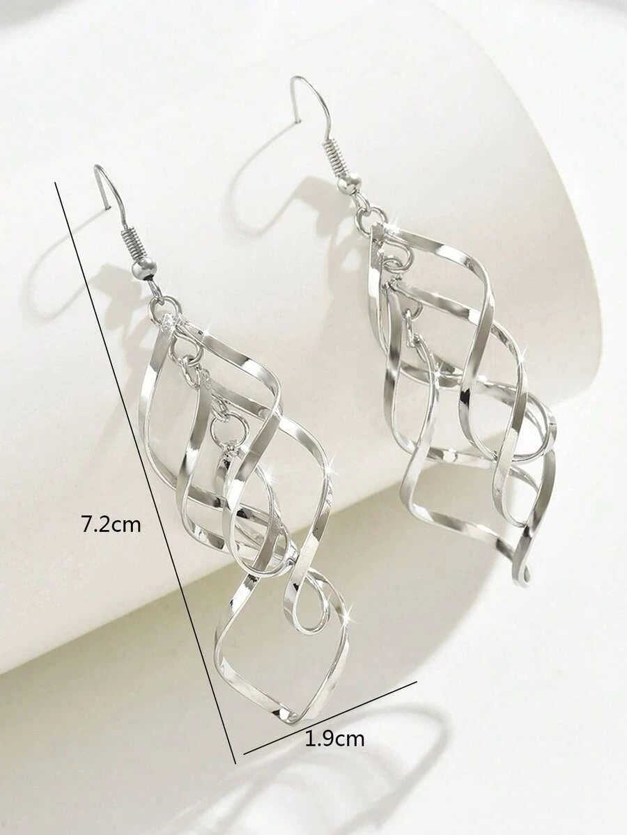 Minimalist Silver Geometric Spiral Earrings