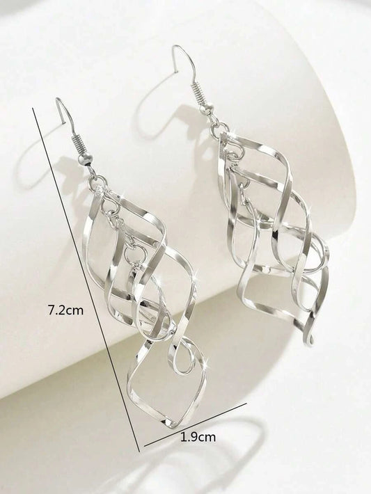 Minimalist Silver Geometric Spiral Earrings