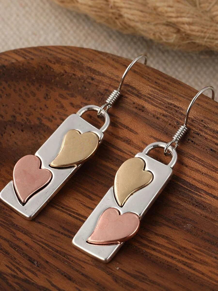 Vintage Minimalist Geometric Heart Earrings
