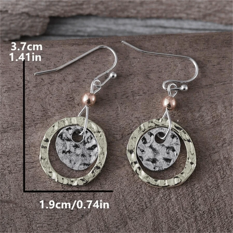 Bohemian Vintage Hollow Round Pendant Earrings