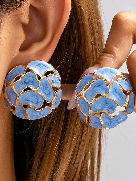 Vintage French Style Enamel Stud Earrings