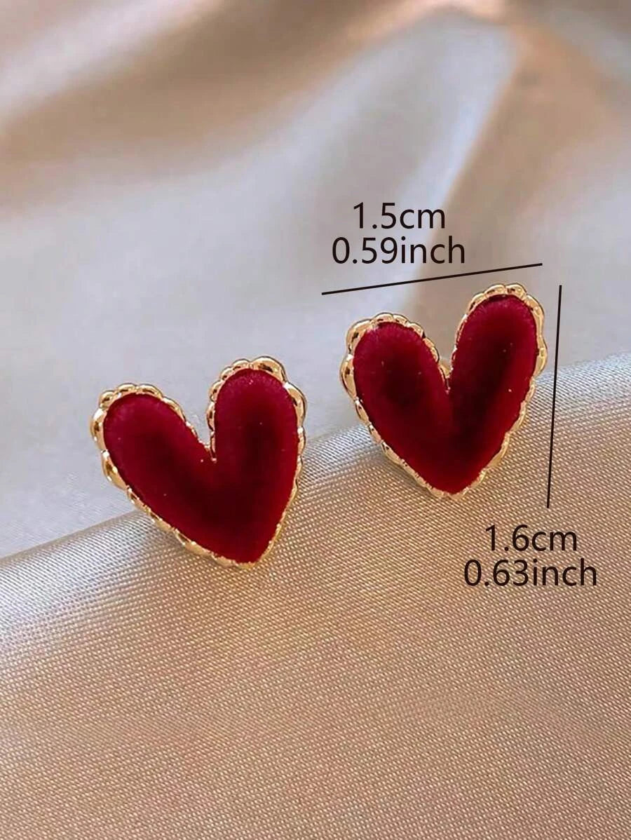 Vintage Oil Drip Heart Stud Earrings