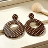 Brown Polka Dot Acrylic Geometric Dangle Earrings