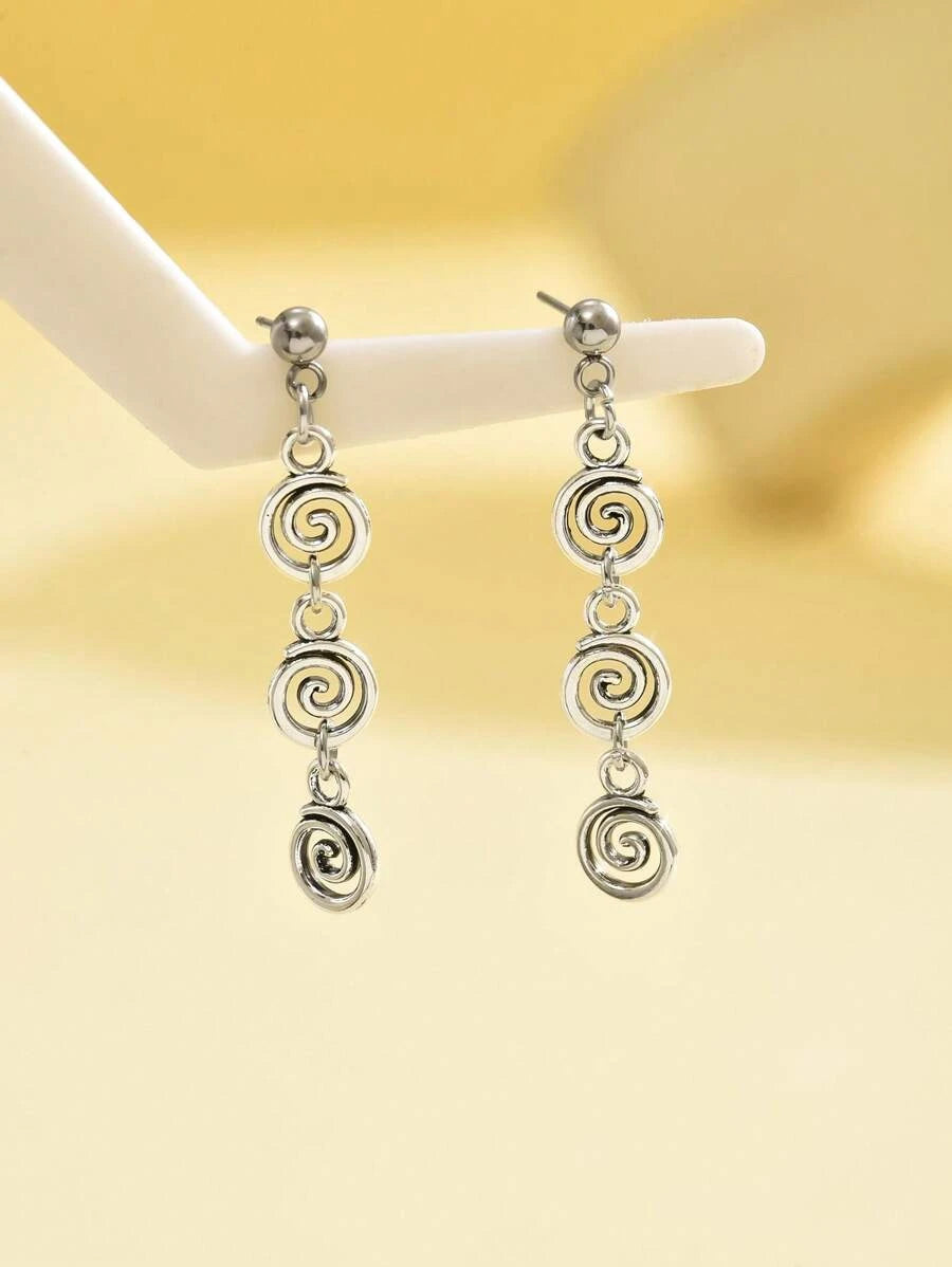 Retro Spiral Swirl Dangle Earrings
