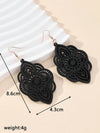 Wooden Lace Pattern Carved Pendant Earrings