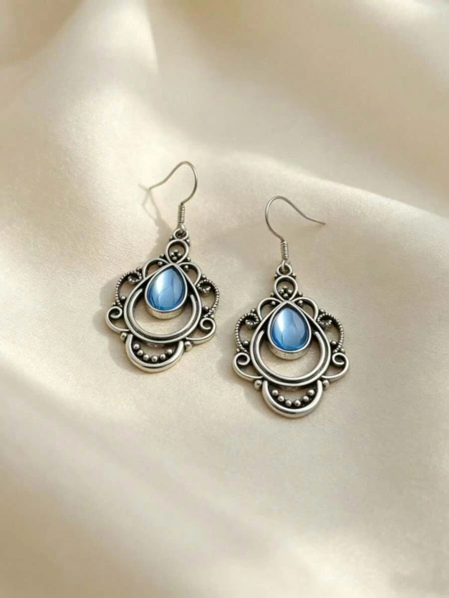 Vintage Bohemian Teardrop Gemstone Earrings