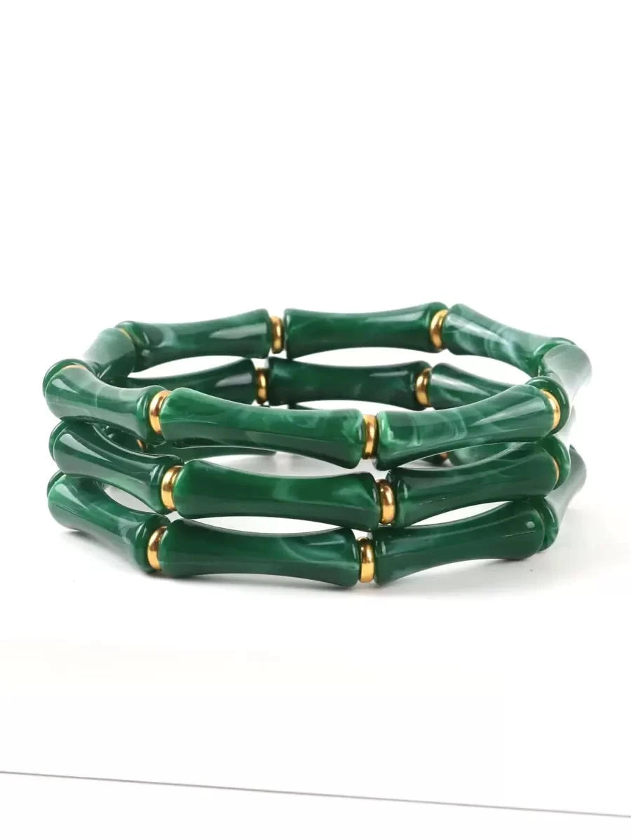 Bohemian Acrylic Marble Beaded Bracelet Set