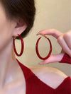 Red Drip Glaze Teardrop Hoop Earrings