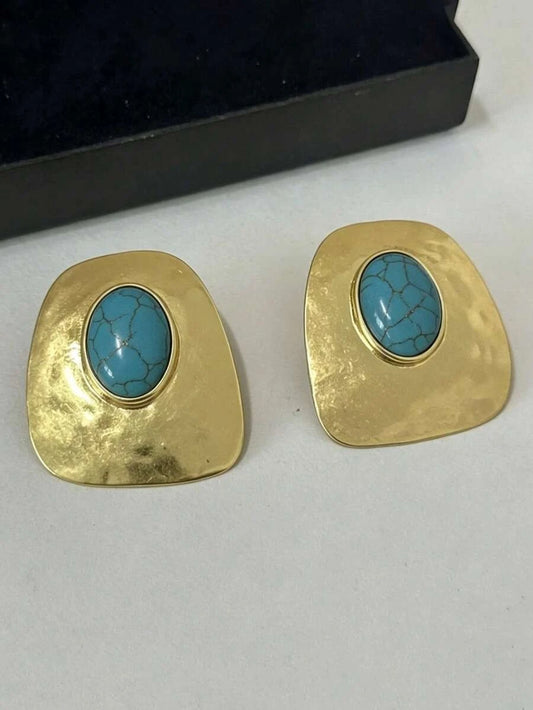 Vintage Hammered Square Geometric Earrings