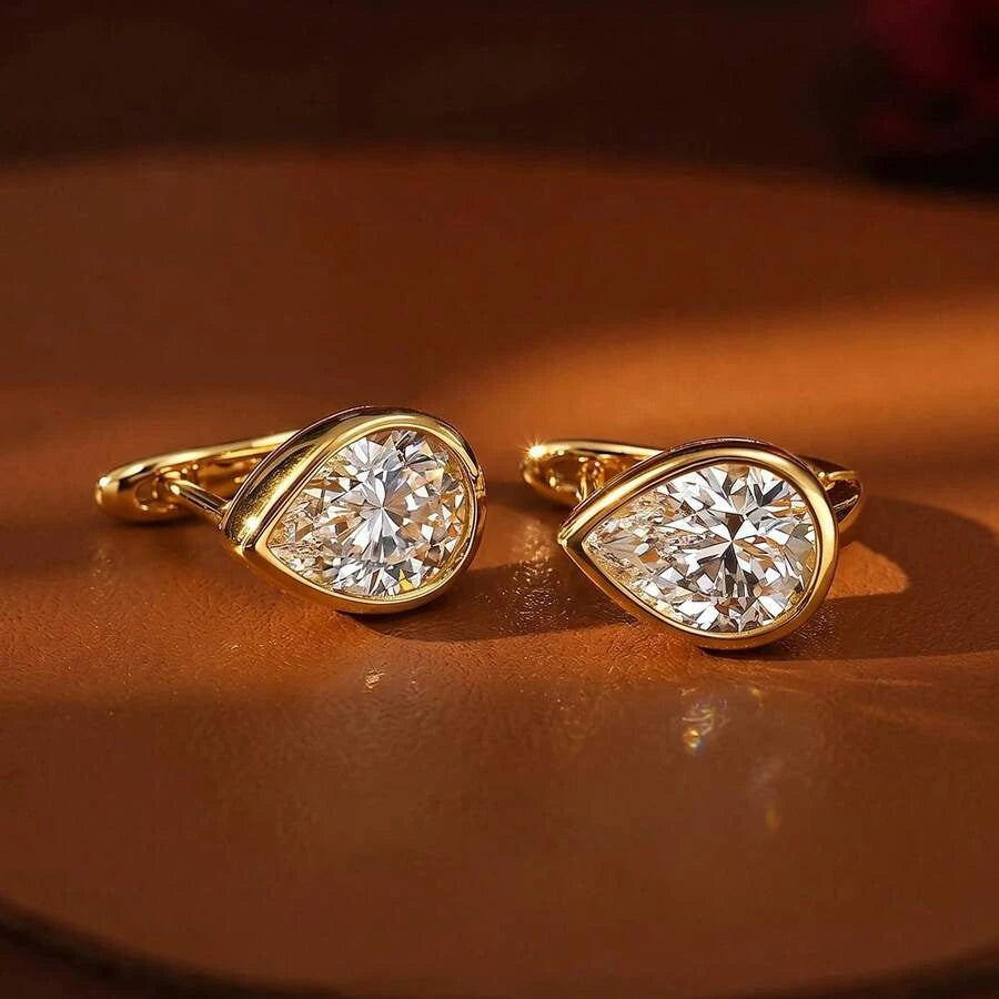 French Vintage Water Drop Zirconia Earrings