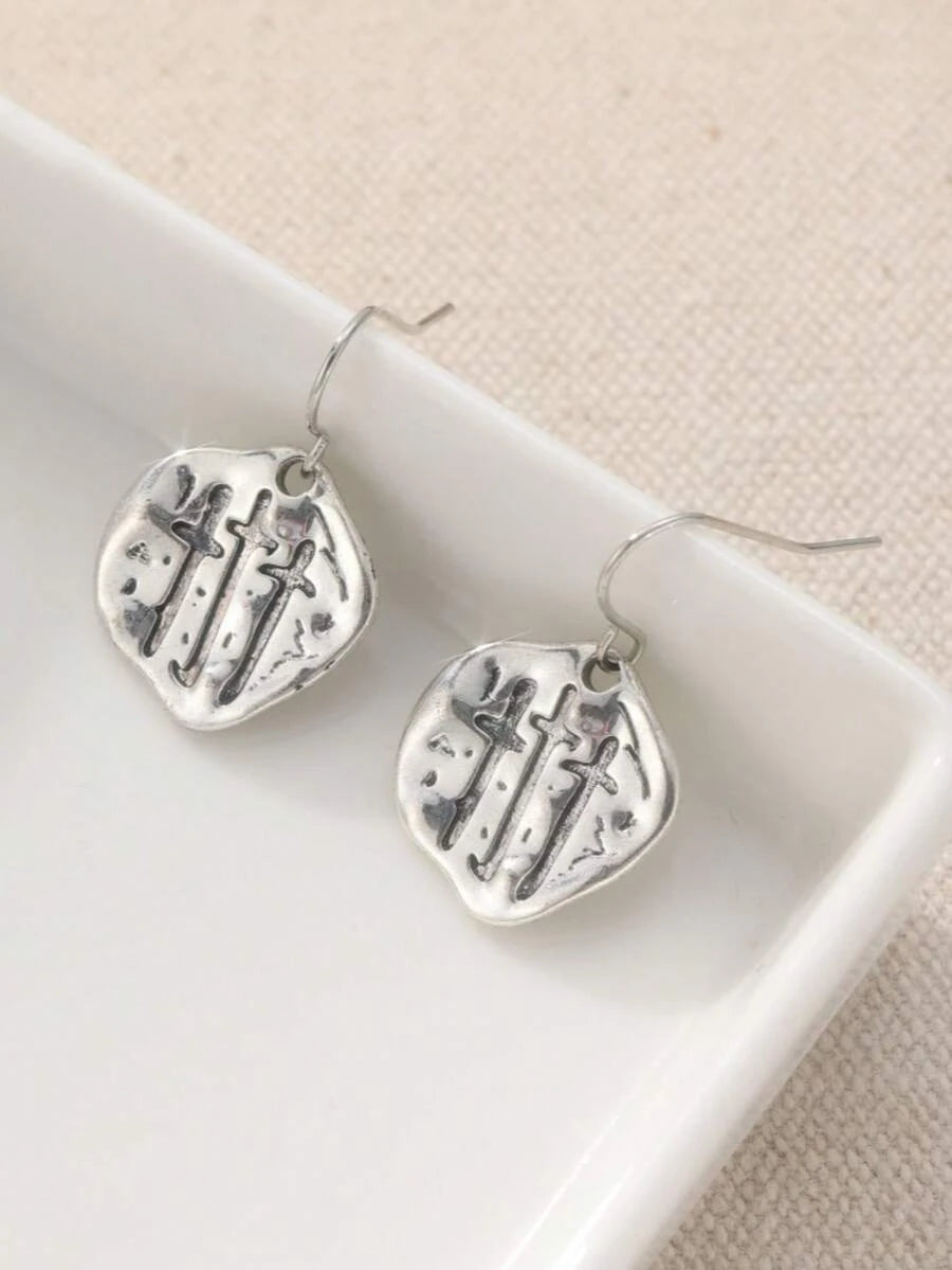 Vintage Silver Asymmetrical Drop Earrings