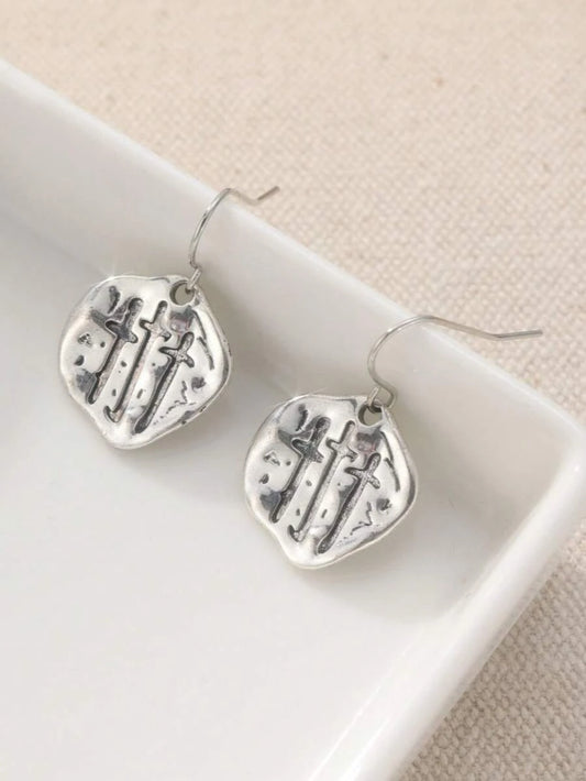 Vintage Silver Asymmetrical Drop Earrings