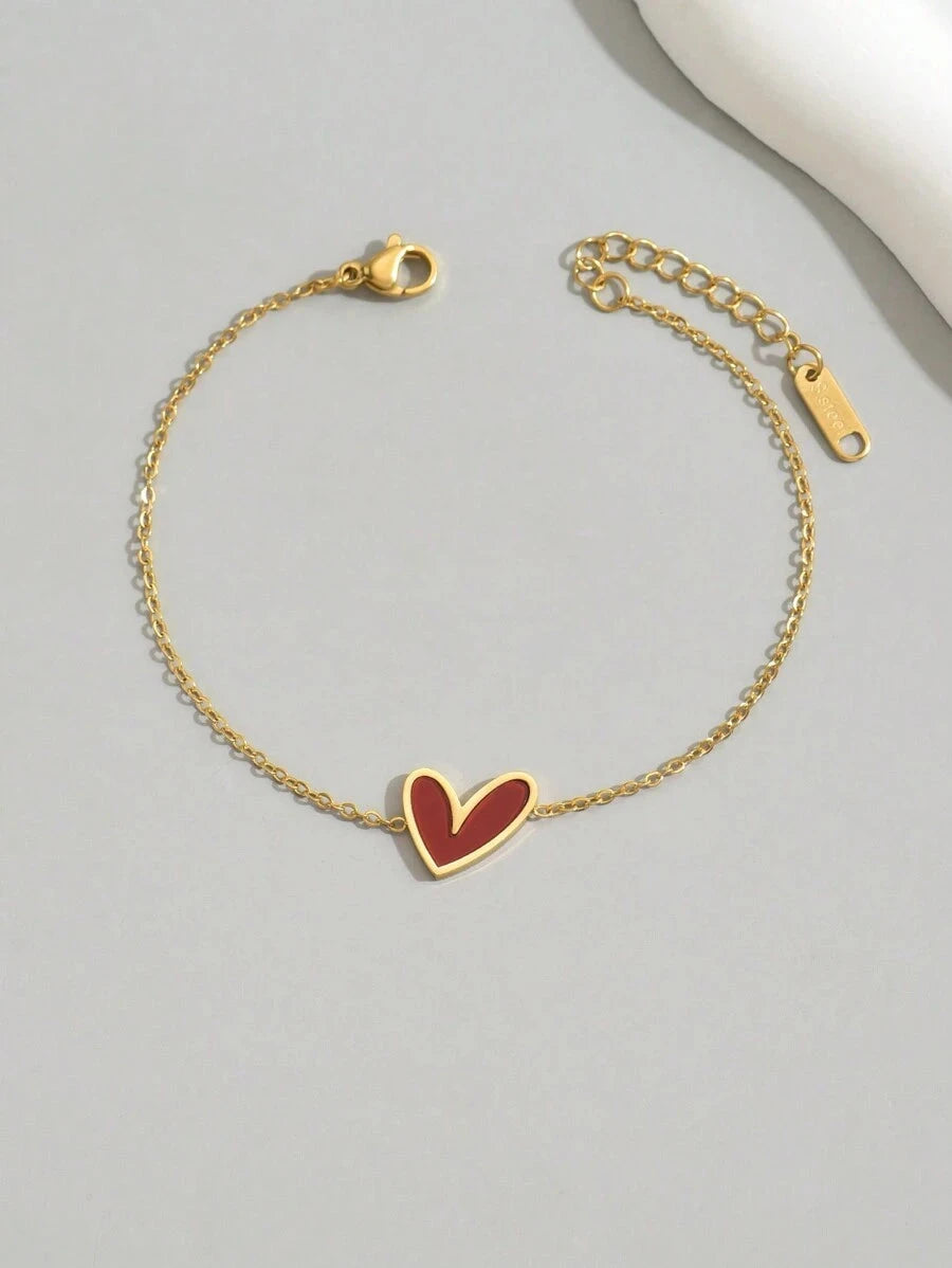 Gold Plated Stainless Steel Asymmetrical Heart Bracelet