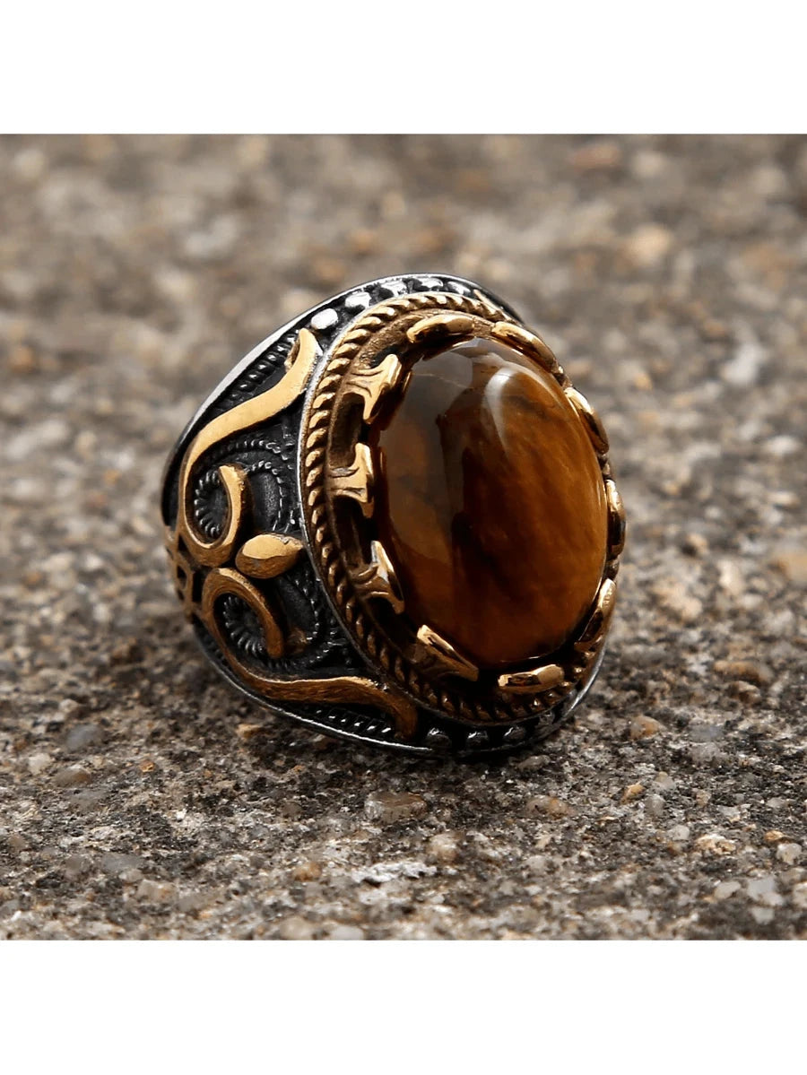 Vintage Tiger Eye Antique Silver Ring