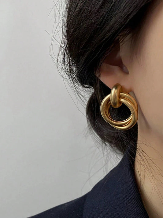 Matte Gold Twisted Hoop Earrings