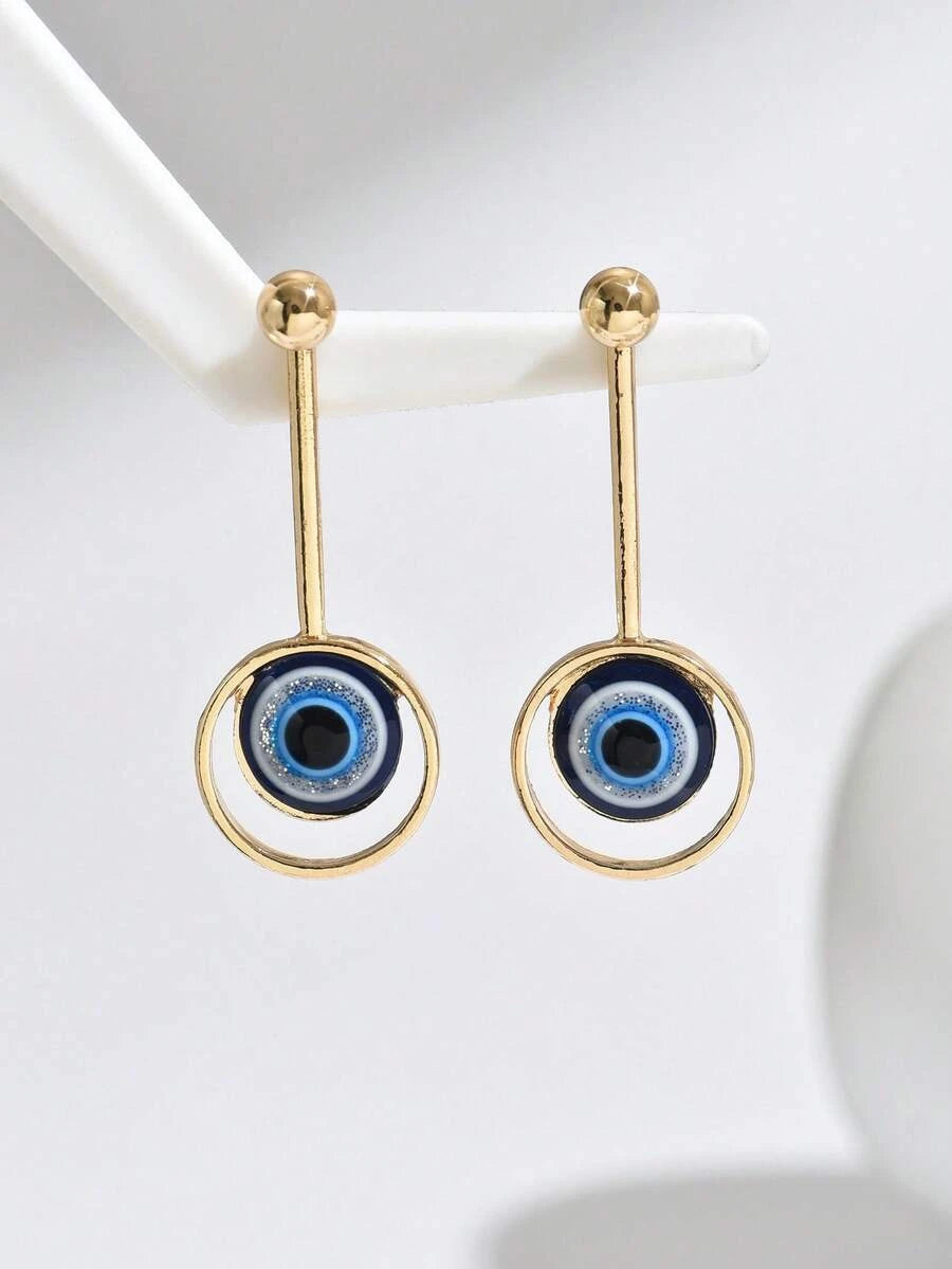 Minimalist Turkish Blue Eye Earrings