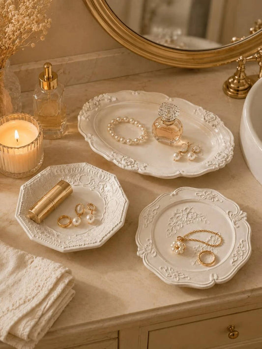 White Baroque Vanity Tray