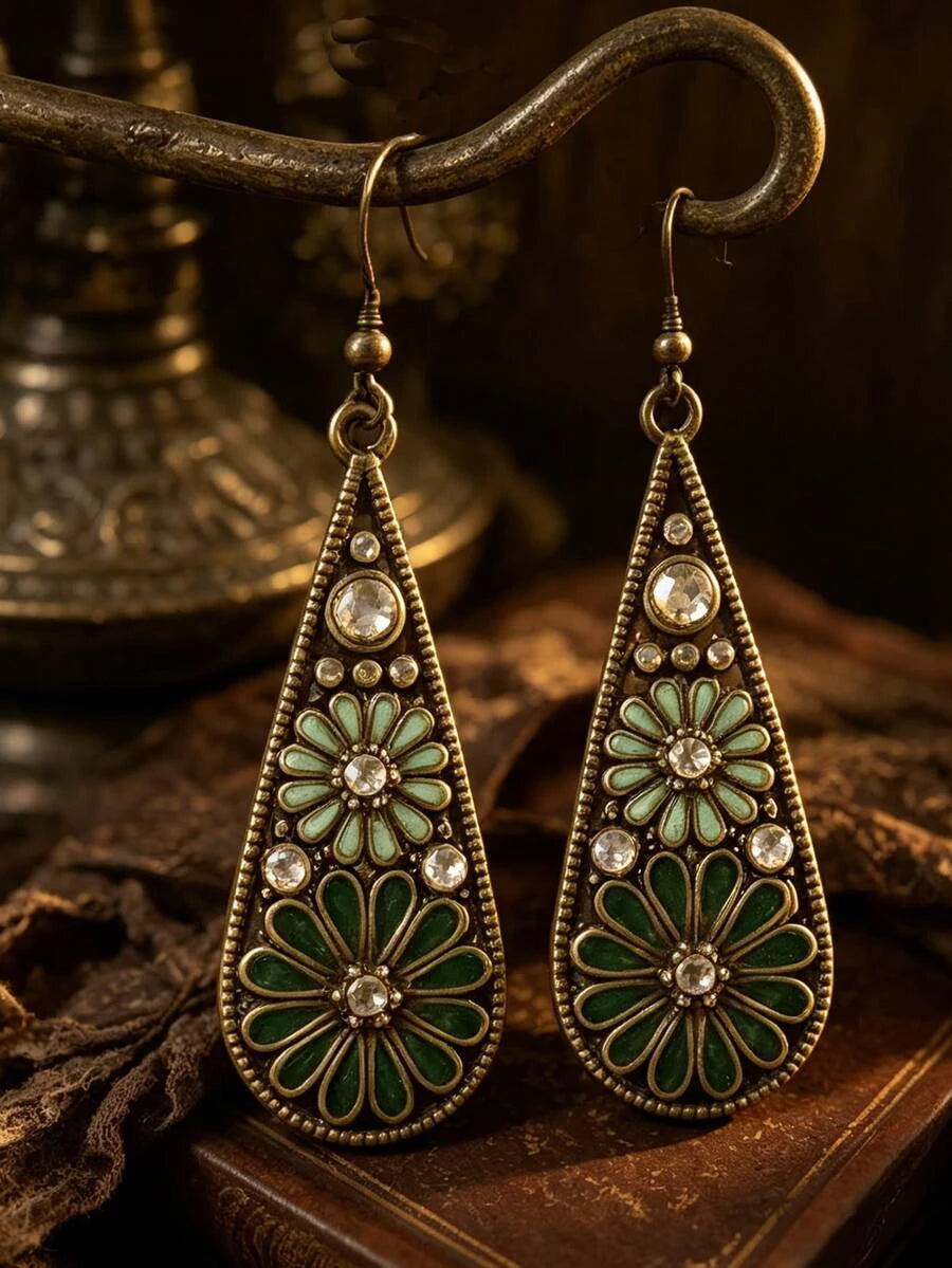 Vintage Floral Teardrop Earrings