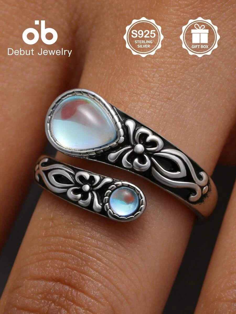 Sterling Silver Moonstone Spoon Ring