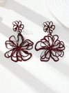 Burgundy Floral Enamel Earrings