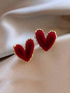 Vintage Oil Drip Heart Stud Earrings