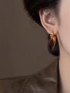 Vintage Geometric Resin Hoop Earrings