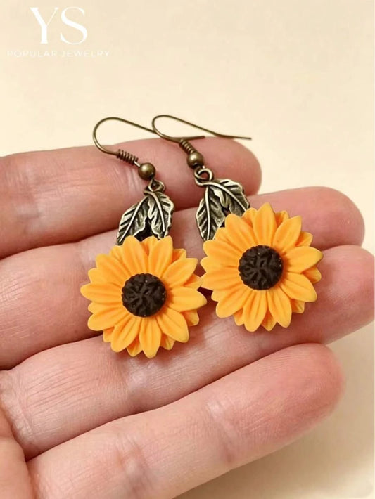 Vintage Sunflower Alloy Earrings