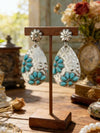 Retro Western Turquoise Flower Earrings