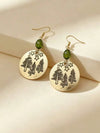 Vintage Bohemian Green Crystal Pendant Earrings