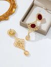 French Vintage Enamel Asymmetrical Long Earrings