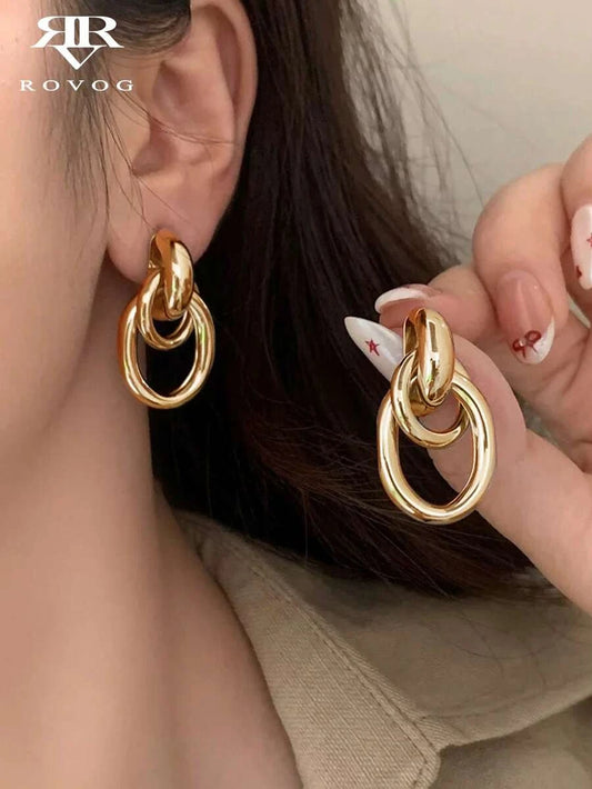 Vintage Geometric Round Stud Earrings